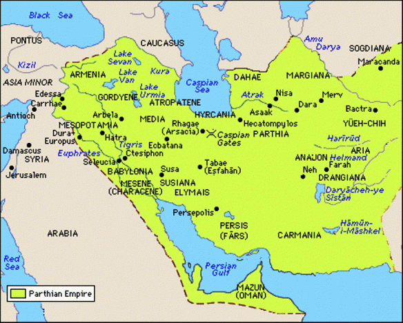 Parther Reich in der Zeit Arsakes IX oder Mithridates II