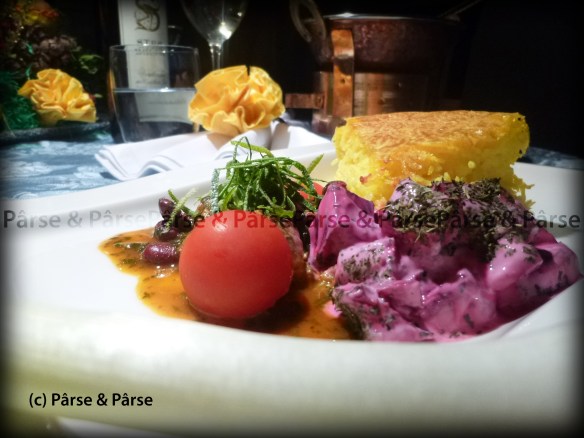 Qarmaj Sabzi an rote Beete Joghurt mit Safran-Kate Reis 03