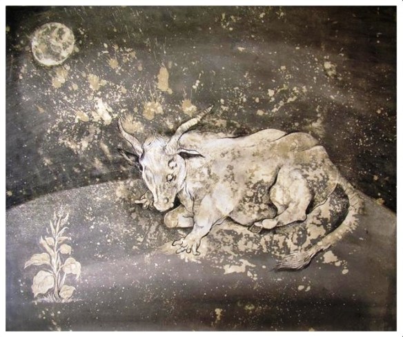 Gāve-iektā-āfaride_Malerei von Hamid Fâm