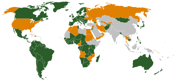 Bildquelle: wikipedia Dunkelgrün: IStGH-Mitgliedstaaten Hellgrün: Staaten, die vor kurzem beigetreten sind und für welche das Statut demnächst in Kraft tritt (jetzt keiner) Orange: Staaten die das Statut unterzeichnet haben, aber bisher noch kein Mitgliedstaat geworden sind