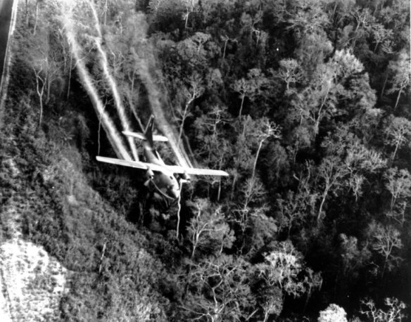 Bildquelle: AP/ DoD US-Einheiten setzen Entlaubungsmittel ein, um die Verstecke des Feindes im dichten Dschungel aufzuspüren. Der als "Agent Orange" bekannte Wirkstoff sorgt bis heute bei vielen Kindern in Vietnam zu schweren Fehlbildungen und Krebserkrankungen.