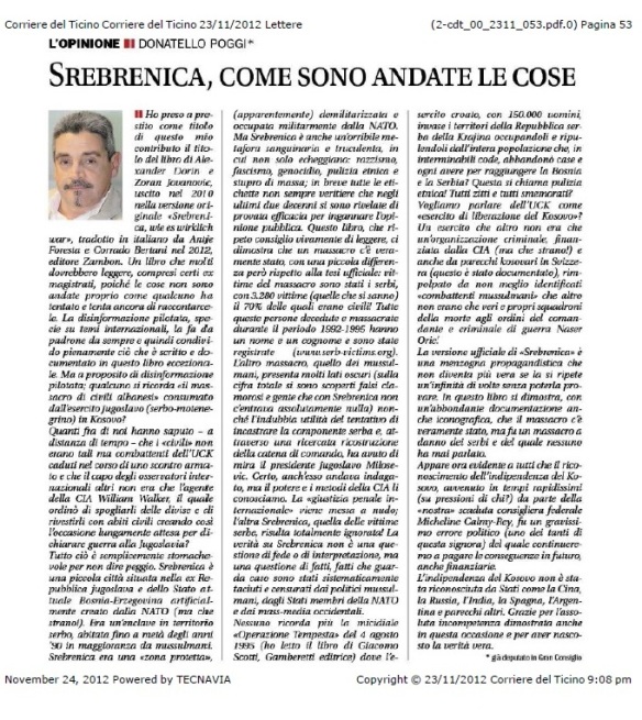 Donnatelli Poggis Artikel im Corriere del Ticiono