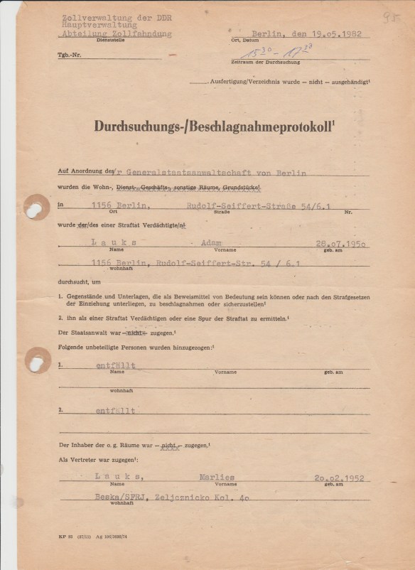 Anlage 1 – Durchsuchungsprotokoll