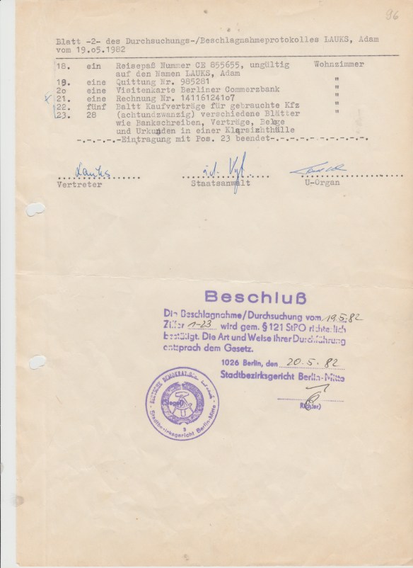 Anlage 1 – Durchsuchungsprotokoll