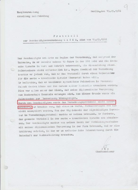 Beweis für die Fälschung der Unterschrift für das Gericht