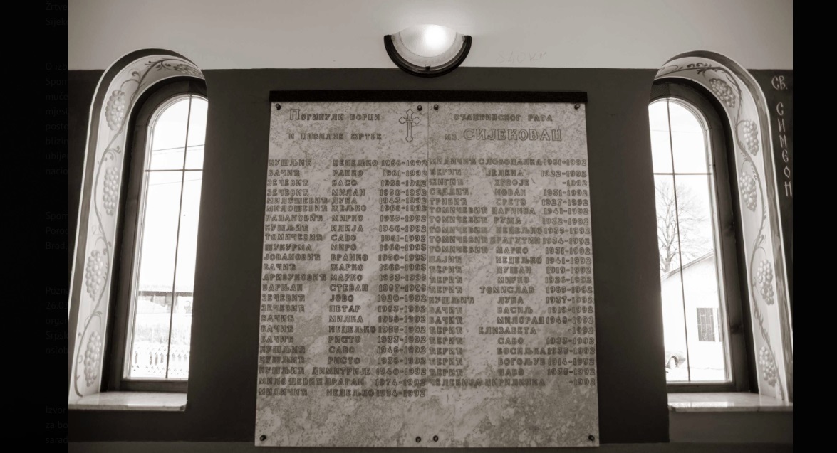 Sijekovac Gedenkplatte